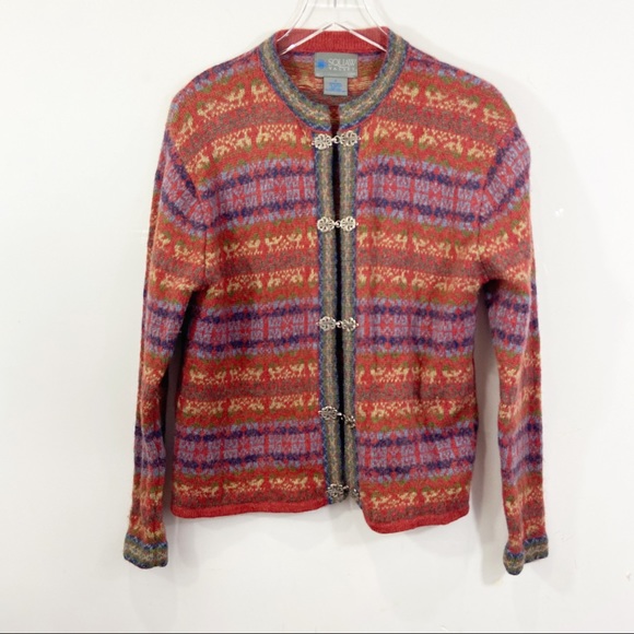 Squaw Valley Sweaters - SQUAW VALLEY Nordic Wool Cardigan Sweater Small